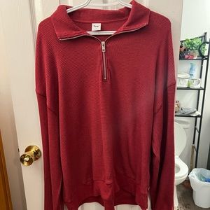 TNA Red Ribbed Half Zip